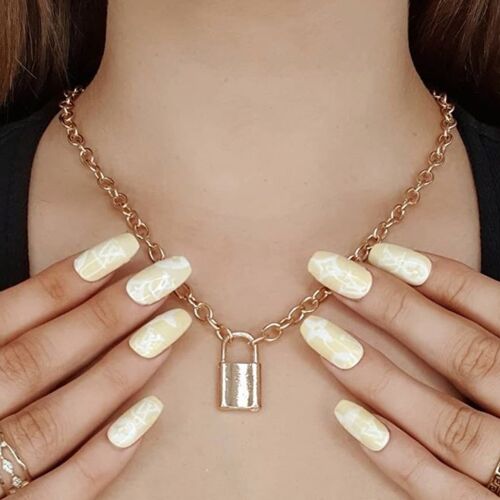 Padlock Pendant Necklace - Gold - Yes (+£2.50)