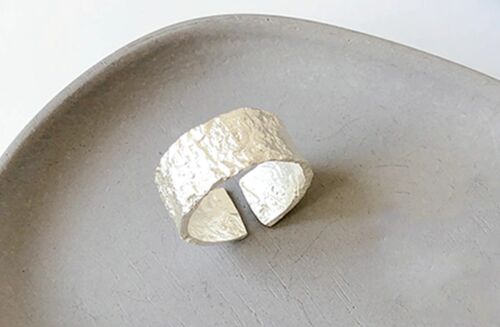 Hammered Sterling Silver Ring - Yes (+£2.50) - Sterling Silver