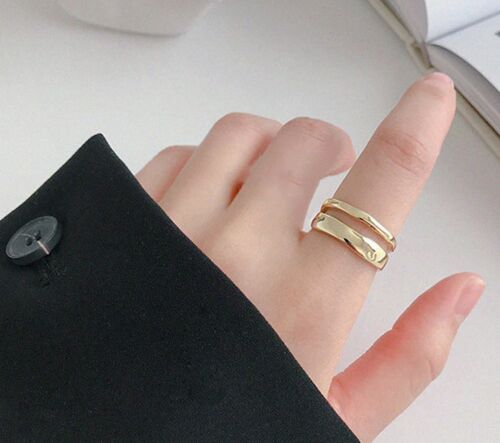 Sterling Silver Wave Ring - Gold-Plated Sterling Silver - No
