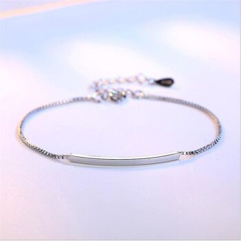 Bracelet barre en argent sterling - Oui (+£2.50)