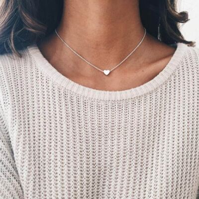 Heart Pendant Necklace - Silver - No