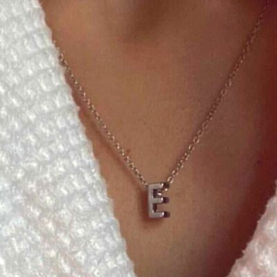 Personalised Initial Pendant Necklace - F - Silver - Yes (+£2.50)