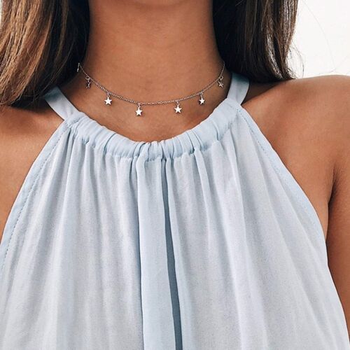 Star Choker Necklace - Silver - Yes (+£2.50)