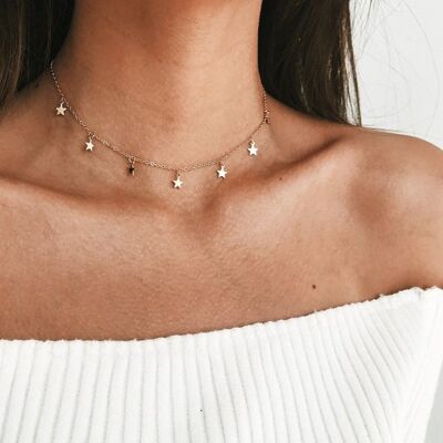 Star Choker Necklace - Gold - No