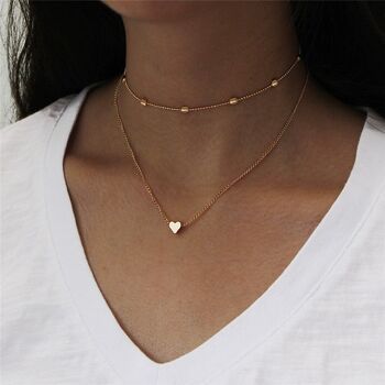 Collier Double Charme Coeur - Argent - Non 2