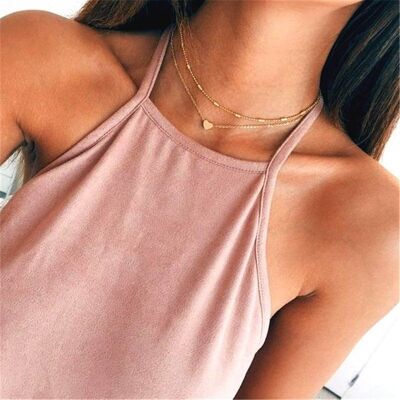 Collar Doble Corazón Charm - Oro - No