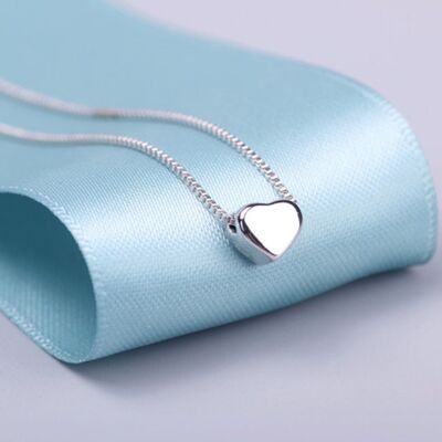 Collar Love Heart de plata esterlina - Sí (+£2.50)