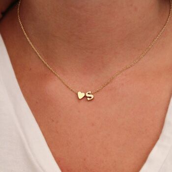 Collier Personnalisé Coeur & Initiale - J - Or - Oui (+£2.50) 2