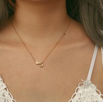 Collier Personnalisé Coeur & Initiale - J - Or - Oui (+£2.50) 7