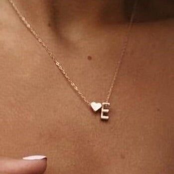 Heart & Initial Personalised Necklace - T - Silver - No