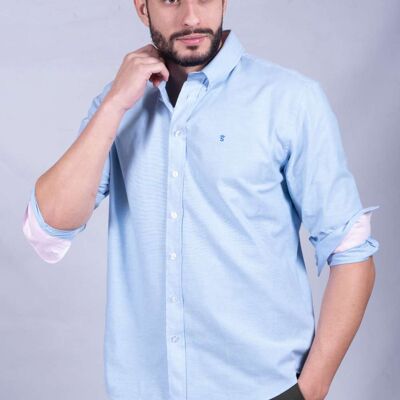 Chemise Oxford Bleu Clair Avec Liseré