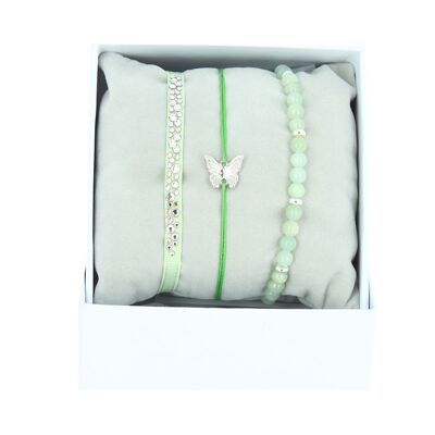 Strass Box Papillon - Vert d'o - Palladium/Cristal