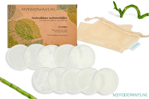10 Reusable make up pads - Bamboo - White