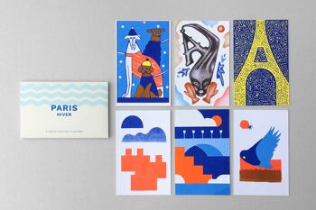 6 cartes postales . "paris-hiver" . 2