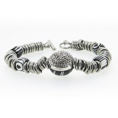 Ladies'Bracelet Time Force TS5087BS Black Steel Silver (21 cm)