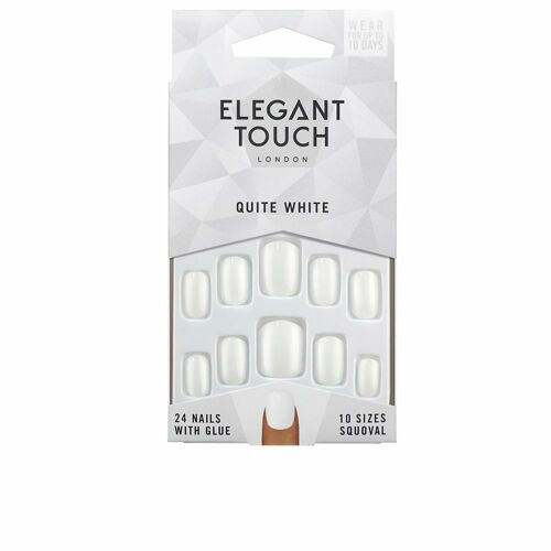 False Nails Elegant Touch Polished Colour Rounded Quite White (48 uds)
