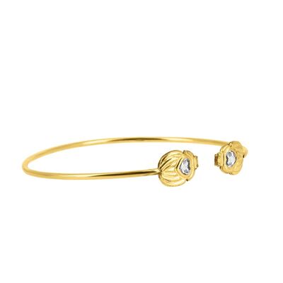 Double Scarab Bangle - Yellow Gold / Crystal