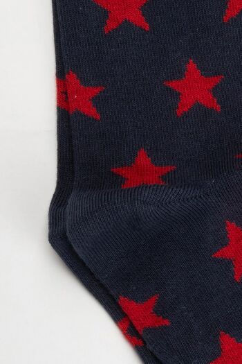 Chaussettes bleu marine étoiles rouges 3