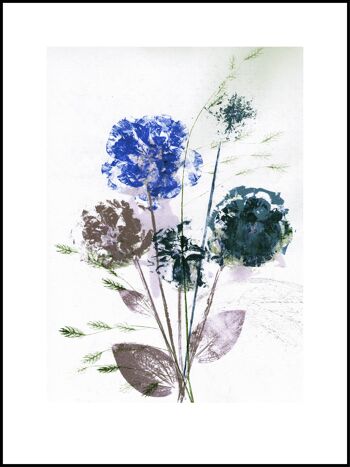 30x40 Bouquet de fleurs bleu