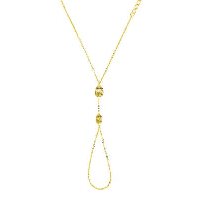 Scarab Hand Chain - Yellow Gold / Crystal