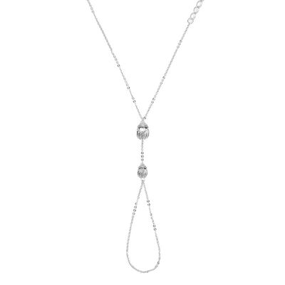 Scarab Hand Chain - Palladium / Crystal