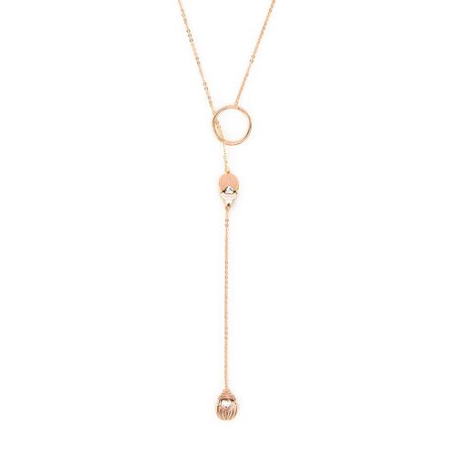 Collier Lasso Scarabée - Or Rose / Cristal