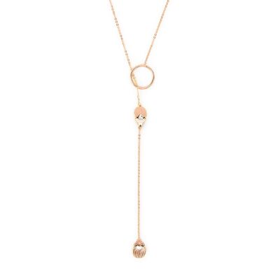 Scarab Lasso Necklace - Rose Gold / Crystal