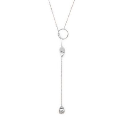 Collier Lasso Scarabée - Palladium /Cristal