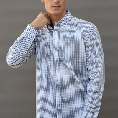Chemise à manches longues à carreaux bleue 1
