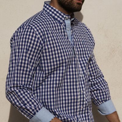 Camicia a maniche lunghe a quadri blu 4