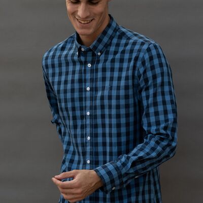 Camicia a maniche lunghe a quadri blu 6