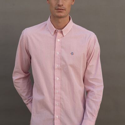 Chemise à carreaux rose à manches longues 1