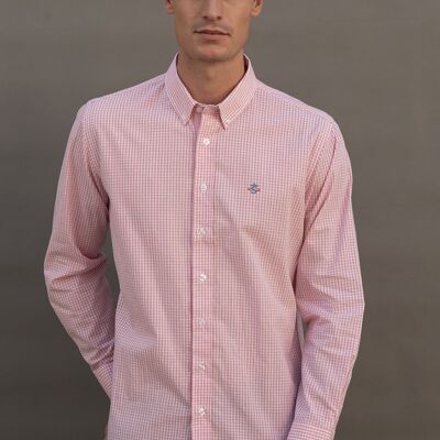 Camicia a quadri rosa a maniche lunghe 1