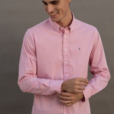 Chemise à carreaux rose à manches longues 2