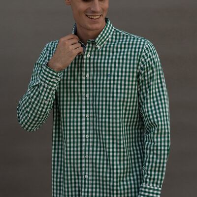 Camicia a maniche lunghe quadrata verde 4