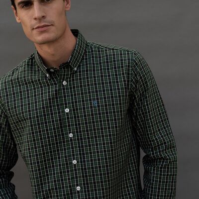 Camicia a maniche lunghe quadrata verde 5