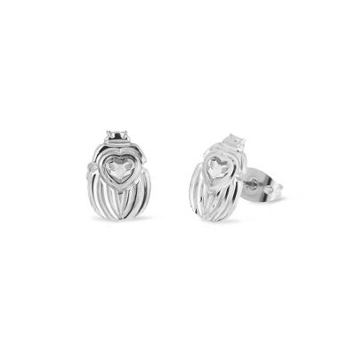 Boucles d oreilles Scarabée - Palladium / Cristal