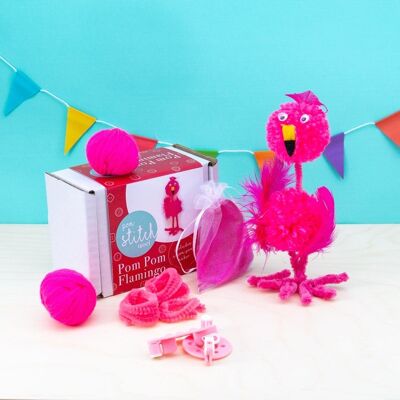 Kit de manualidades con pompones y flamencos
