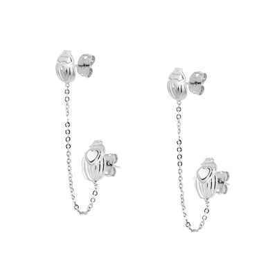 Boucles d oreilles Chaine Scarabée - Palladium / Cristal