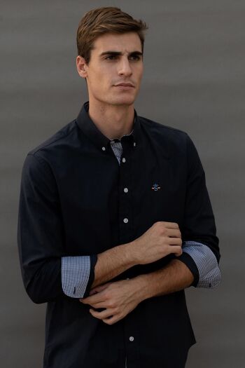 Chemise Oxford à manches longues bleu marine 1