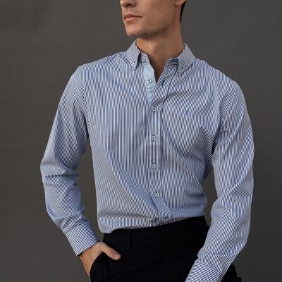 Chemise à manches longues à rayures bleu marine