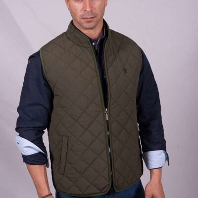 Gilet in tessuto resistente all'acqua color cachi