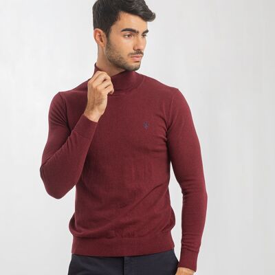 Pull à col roulé bordeaux