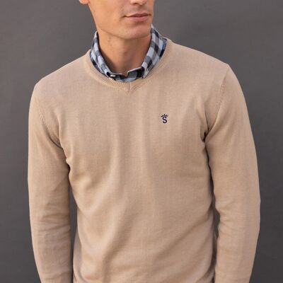Jersey Cuello Pico Beige