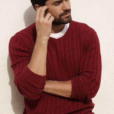 Burgundy V Neck Sweater