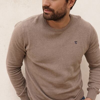 Pull Col Rond Beige