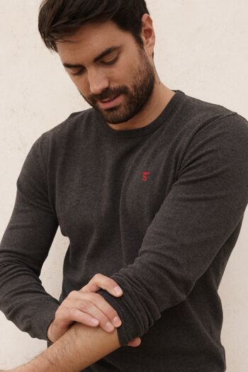 Pull Col Rond Gris anthracite 2