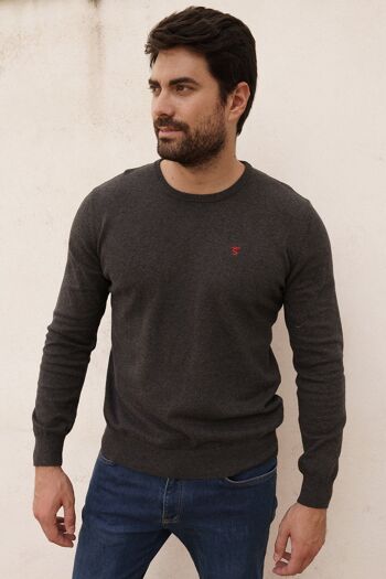 Pull Col Rond Gris anthracite 3