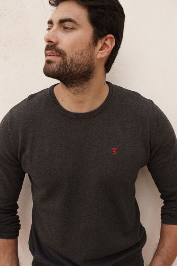 Pull Col Rond Gris anthracite 4