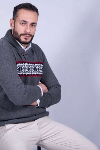 Pull Col Smoking Gris 2